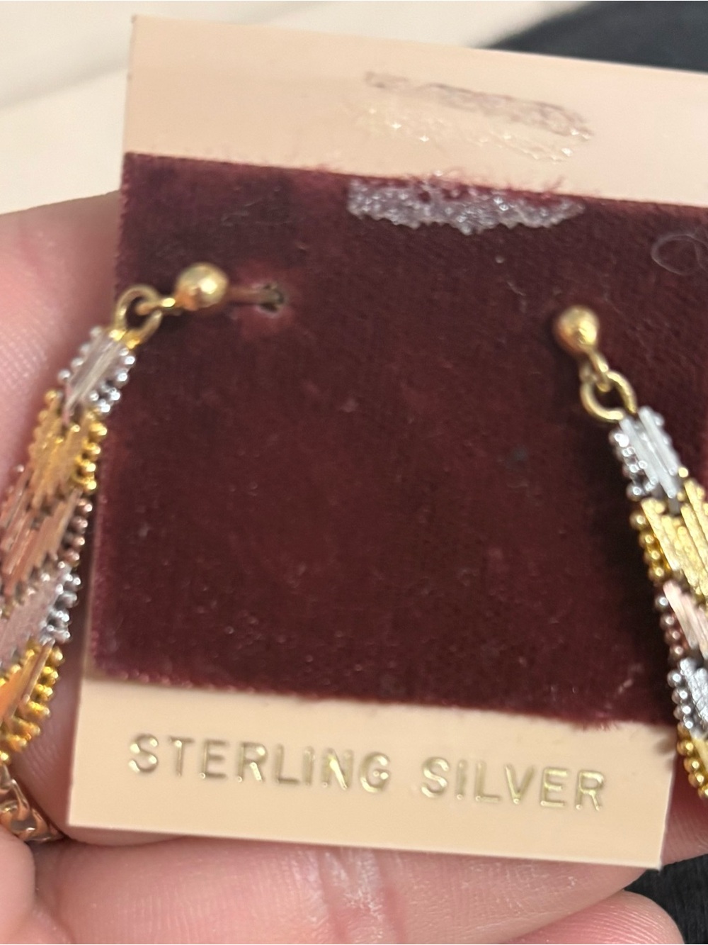 Sterling Silver Two-Tone Gold & Silver Drop Earrings